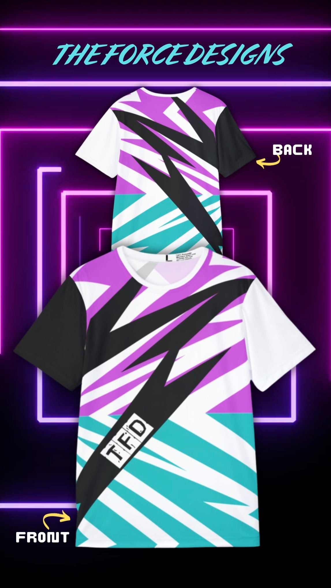 Flash Purp,Men's Sports Jersey — Bold Teal & Purple Abstract Athletic Tee (TFD)