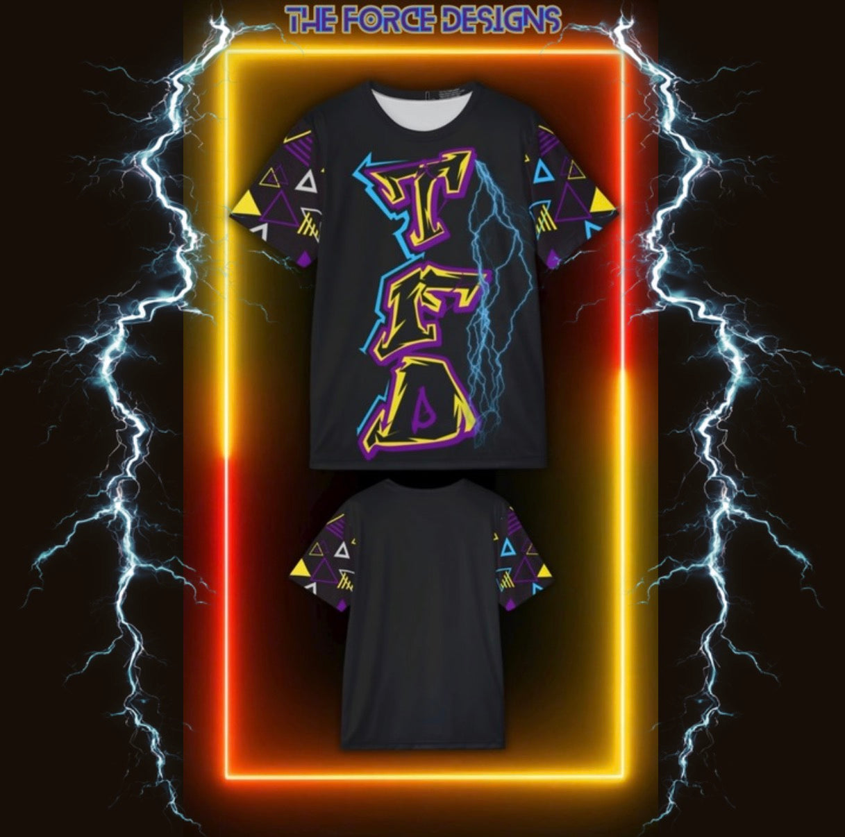 TFD Neon Lightning Sports Jersey — Men’s Graphic Athletic Tee