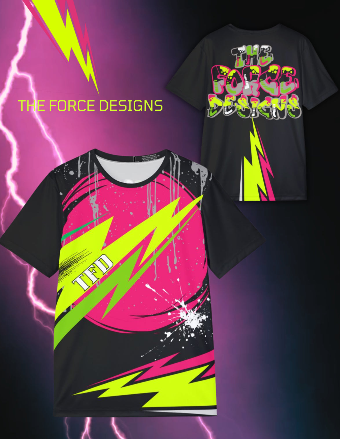 Neon Bolt Sports Jersey — Retro 80s Graphic Athletic Tee