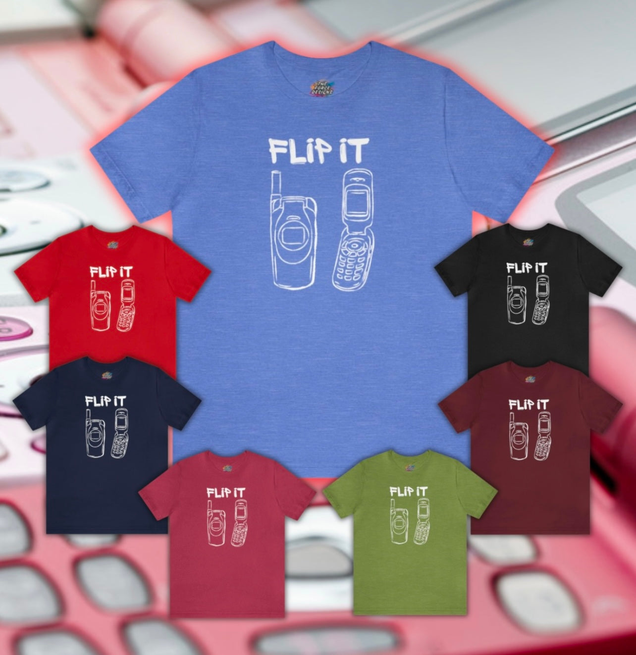 Flip it,The Force Designs,flip phone shirt,fashion tee,vintage,quote shirt,Unisex Jersey Short Sleeve Tee