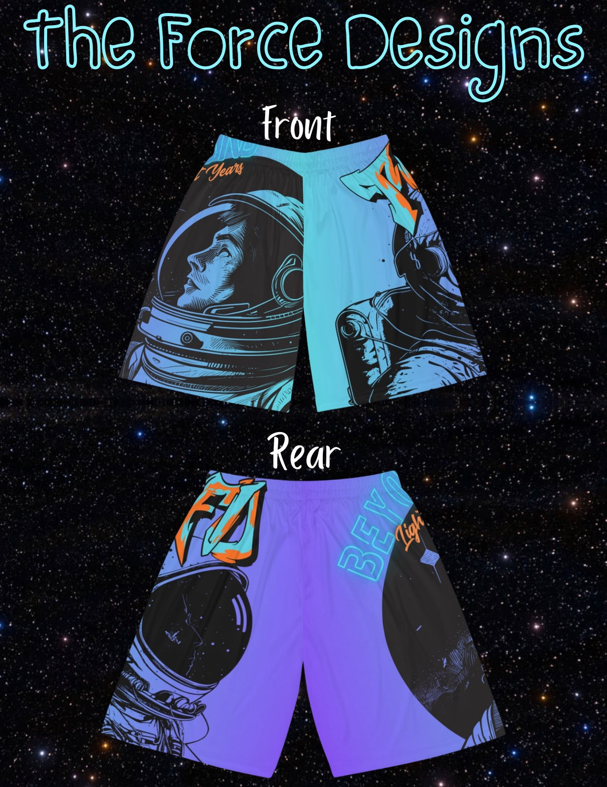 Astronaut Graphic Basketball Shorts — 'Beyond Lightyears' AOP
