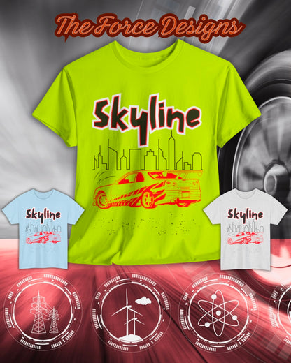 Skyline Graphic Tee, Cool Car Lover Shirt, Urban Style T-shirt, Gift for Car Enthusiasts, Unisex Cotton Top, Streetwear Fashion