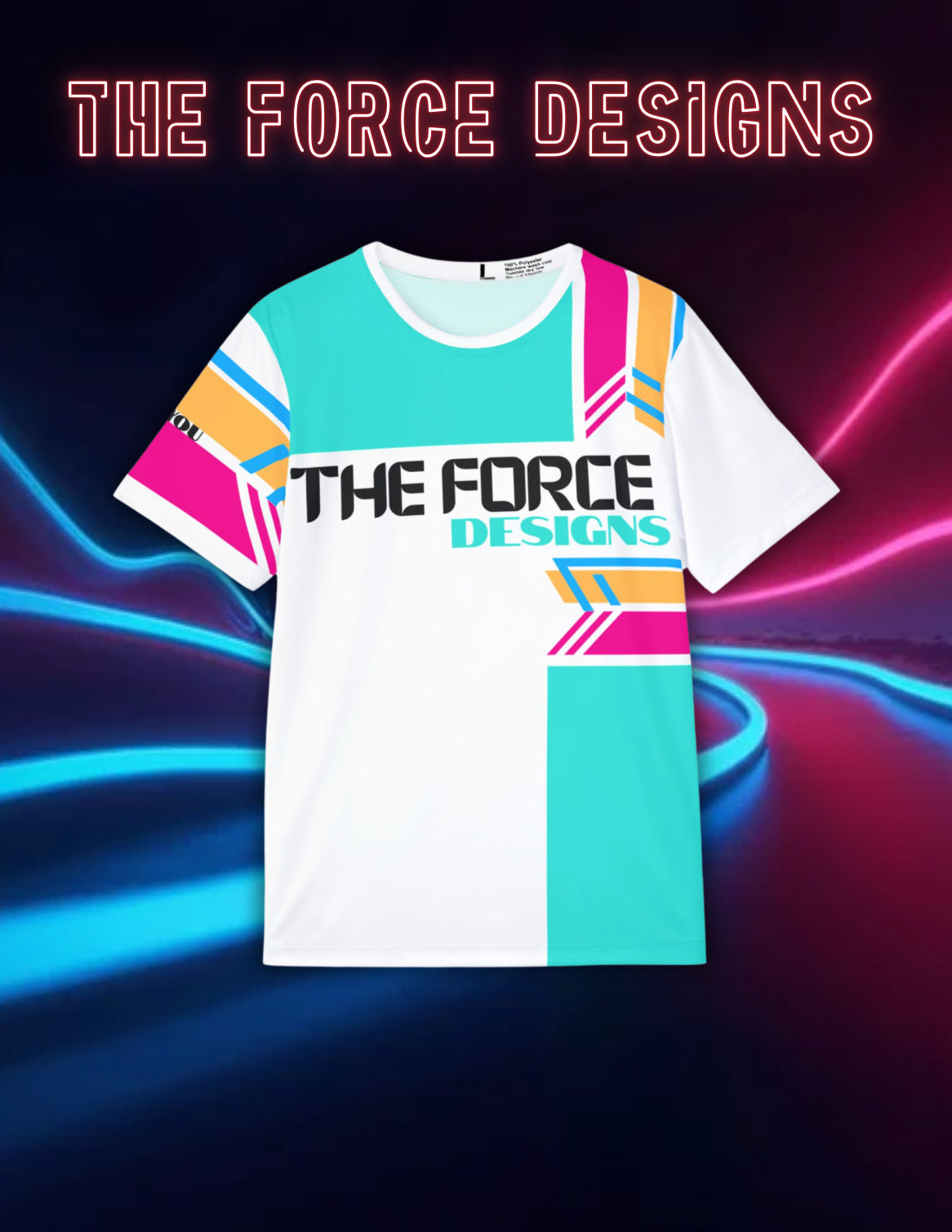 Flow brite Men's Sports Jersey - The Force Designs Retro Teal & Pink Athletic Tee