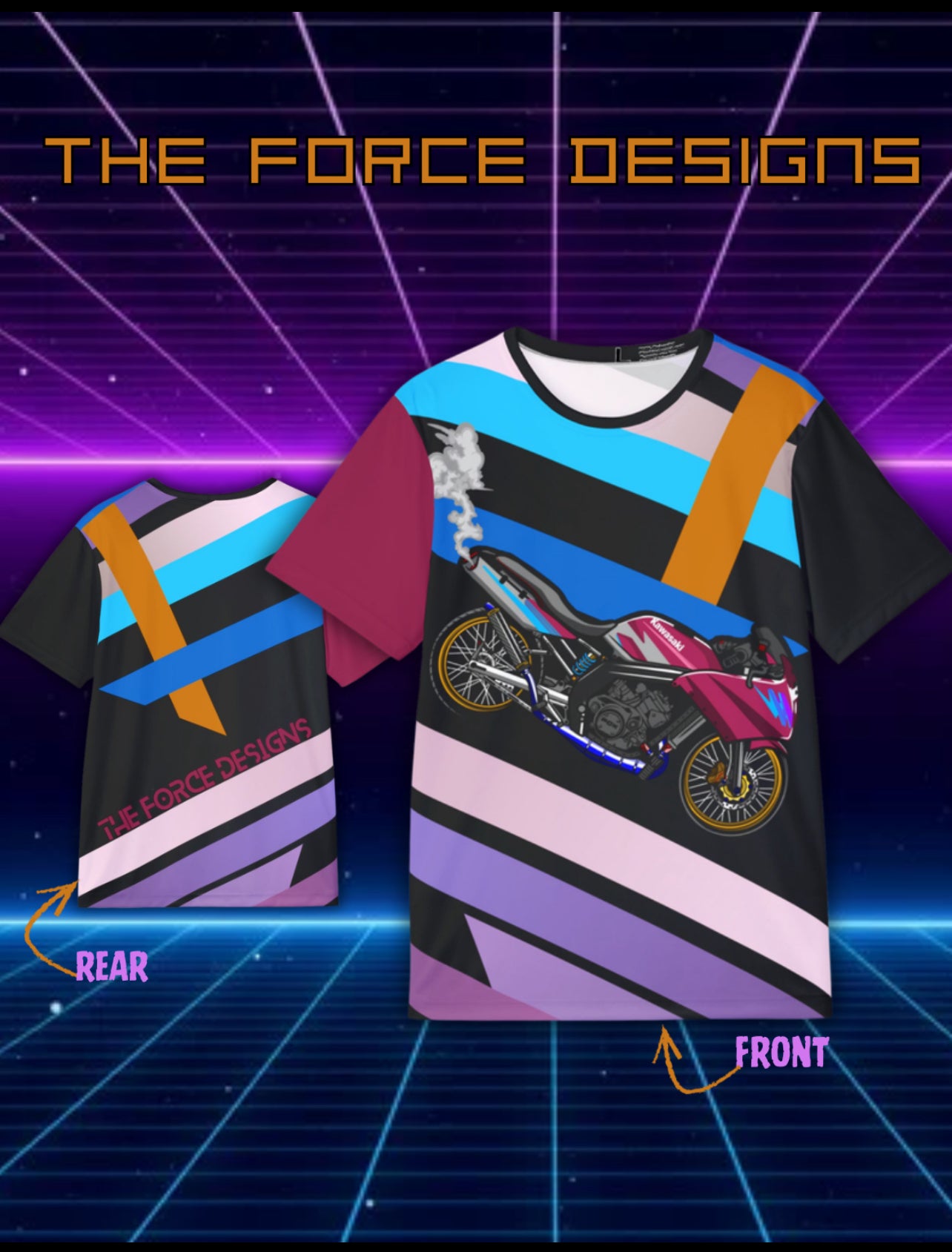 Men's Motorcycle Sports Jersey — Retro Neon Racing Graphic