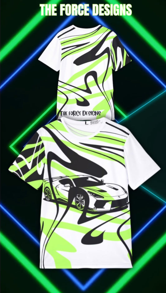 Men's Racing Jersey — Neon Green Sports Car Graphic All-Over Print