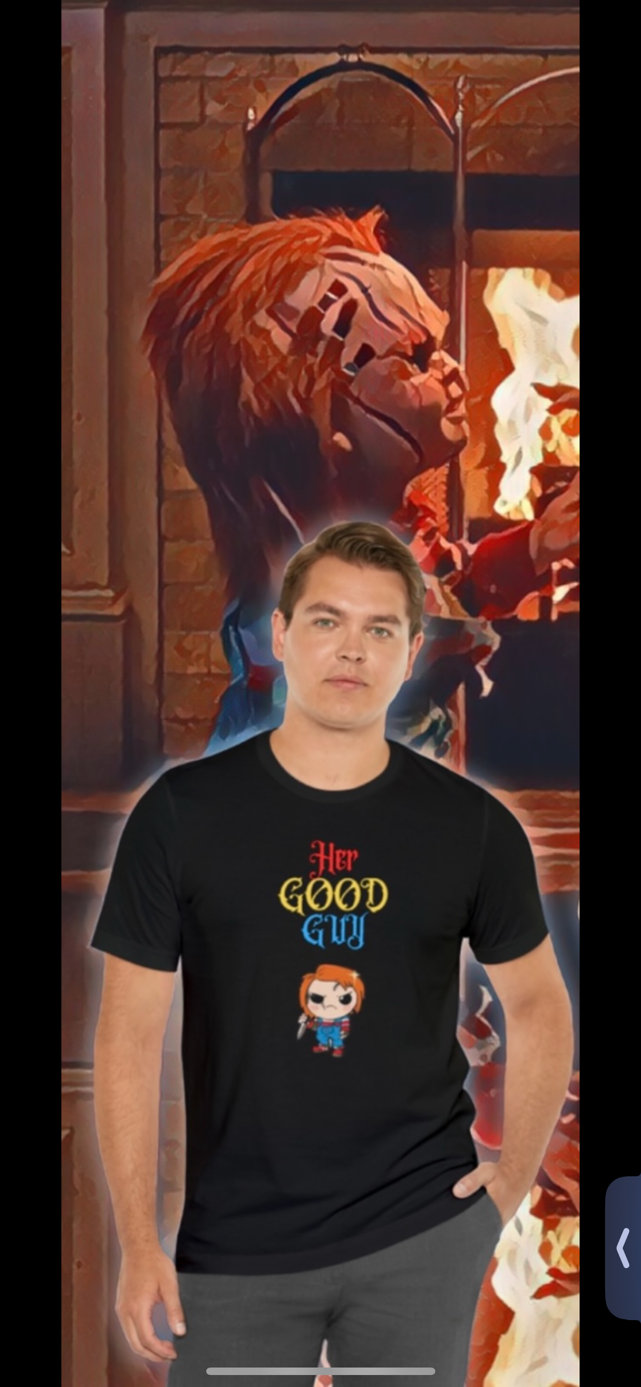Good guy, The Force Designs, chucky, killer doll, couple, husband, wife, marriage, horror Unisex Jersey Short Sleeve Tee