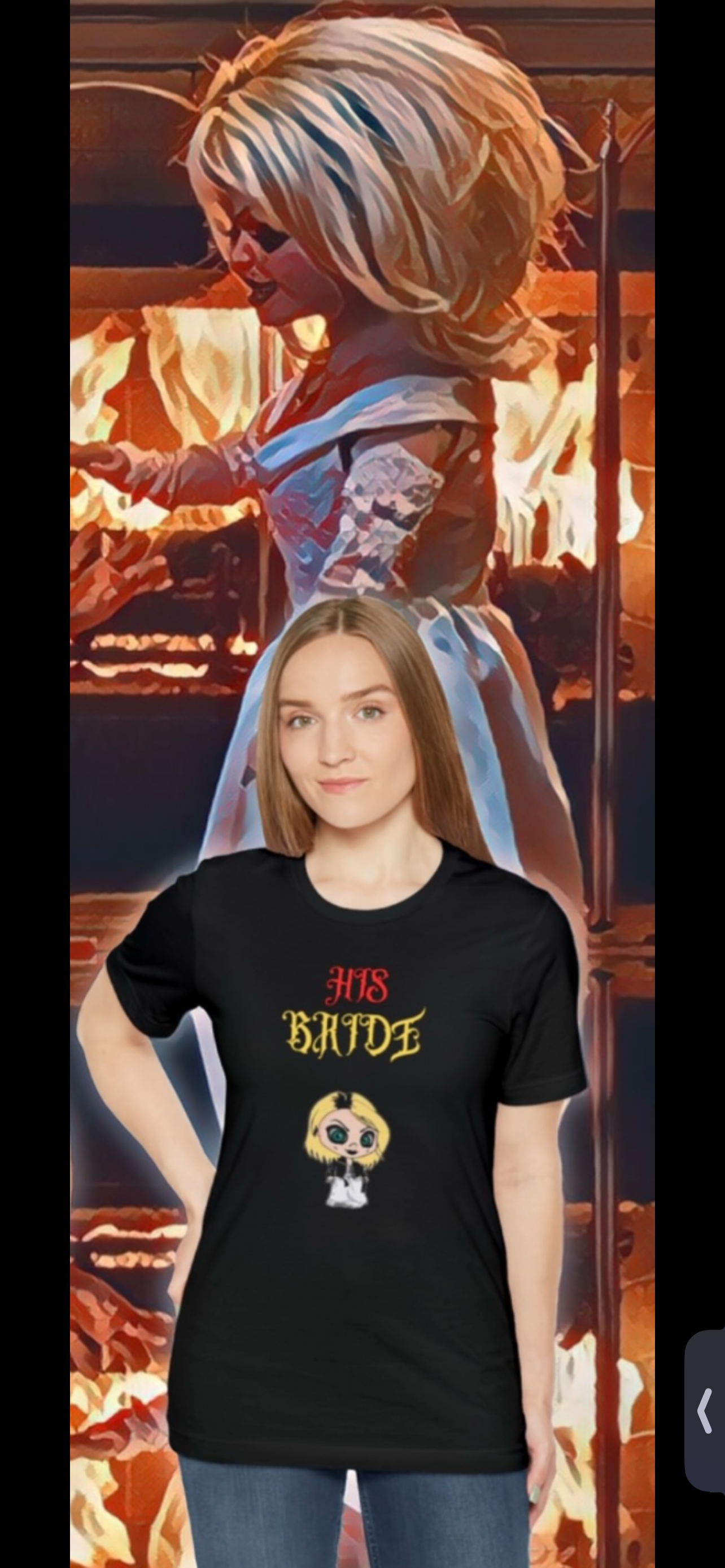 Tiffany, The Force Designs, bride of chucky, marriage, his and Hers, couple, horror,Unisex Jersey Short Sleeve Tee