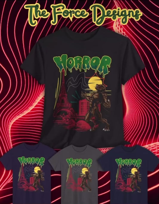 Horror Wolfman Graphic Tee - Unisex Heavy Cotton Shirt for Halloween, Horror Movie Fans, Comfortable Casual Wear, Graphic Tee, Unique Gift