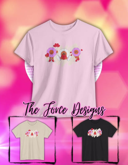 Floral Heart,Graphic Tee, Trendy Unisex Cotton Shirt, Soft Everyday Wear, Perfect for Casual Outings, Gifts for Garden Lovers