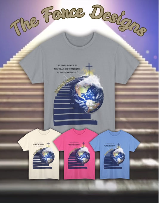 Isaiah 40:29 Unisex Heavy Cotton Tee, Faith-Based Shirt, Earth T-Shirt, Spiritual Cotton Top, Eco-Conscious Apparel