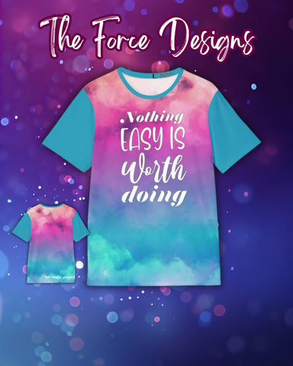 Nothing Easy Is Worth Doing, Tie-Dye Sports Jersey — "Nothing Easy Is Worth Doing"