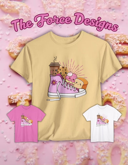 Cute Dessert-Themed Unisex Tee, Funny T-Shirt, Sweet Treats Shirt, Foodie Gift, Coffee Lover's Apparel