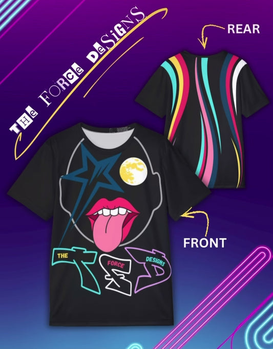 Graphic Jersey — Retro Rock Star Tongue Design