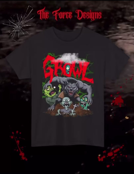 Growl,Unisex Graphic Tee, Horror-Themed T-Shirt, Perfect for Halloween, Casual Wear, Gift for Fans, Spooky Vibe