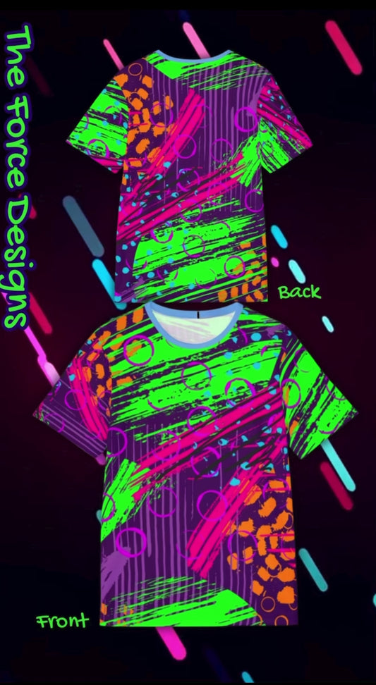 Abstract Geo-Pattern Men's Sports Jersey — Colorblock Neon Maze Design