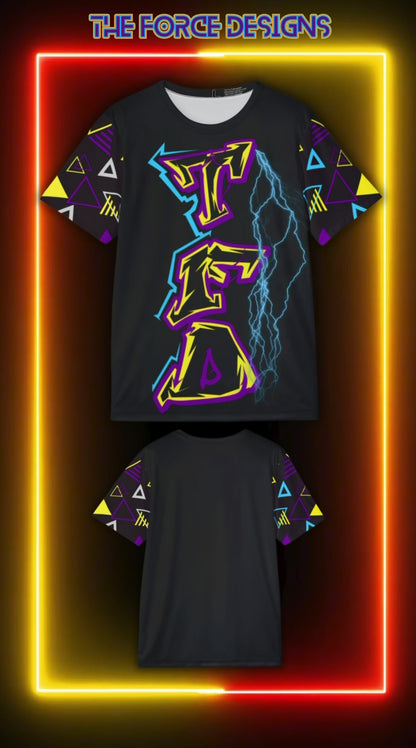 TFD Neon Lightning Sports Jersey — Men’s Graphic Athletic Tee