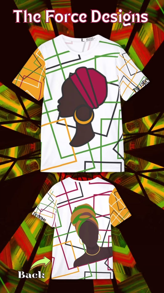 African Graphic Sports Jersey — Bold Headwrap Silhouette AOP