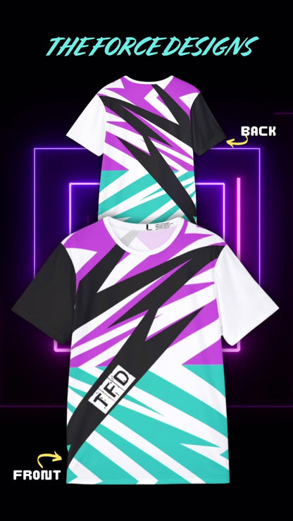 Flash Purp,Men's Sports Jersey — Bold Teal & Purple Abstract Athletic Tee (TFD)
