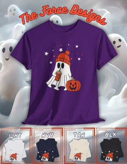 Halloween Ghost Unisex Heavy Cotton Tee, Spooky T-Shirt, Fall Fashion, October Vibes, Graphic Tee, Halloween Apparel, Ghost Design