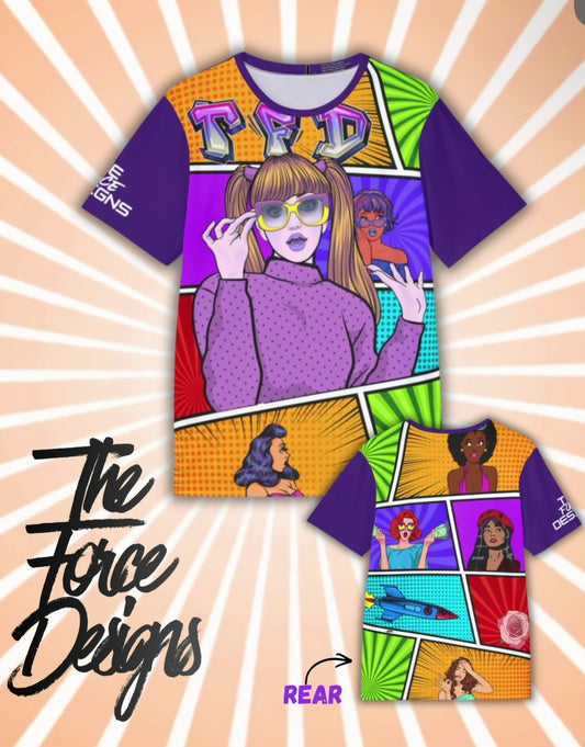 A-2 Comic Art  — Vibrant Graphic Tee with 'TFID' Design