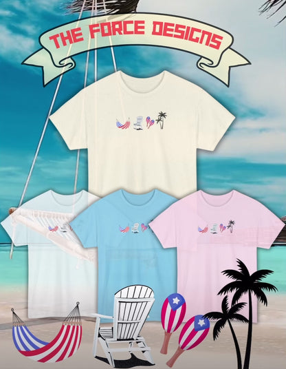 Summer Vibes Unisex Heavy Cotton Tee - Relaxed Fit Beach Graphic Shirt