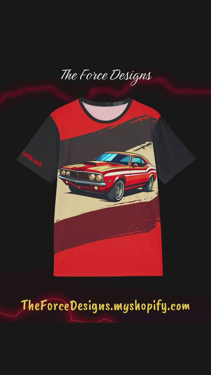 Retro Muscle Car Sports Jersey — Red Classic Racing Tee