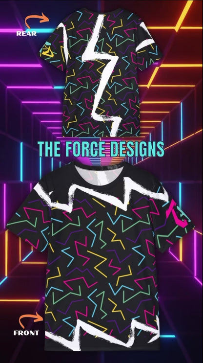 Retro Neon Zigzag Sports Jersey — 80s Throwback All-Over Print